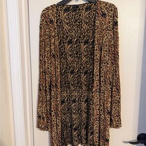 Leopard Print Open Front /Cardigan - Black & Tan